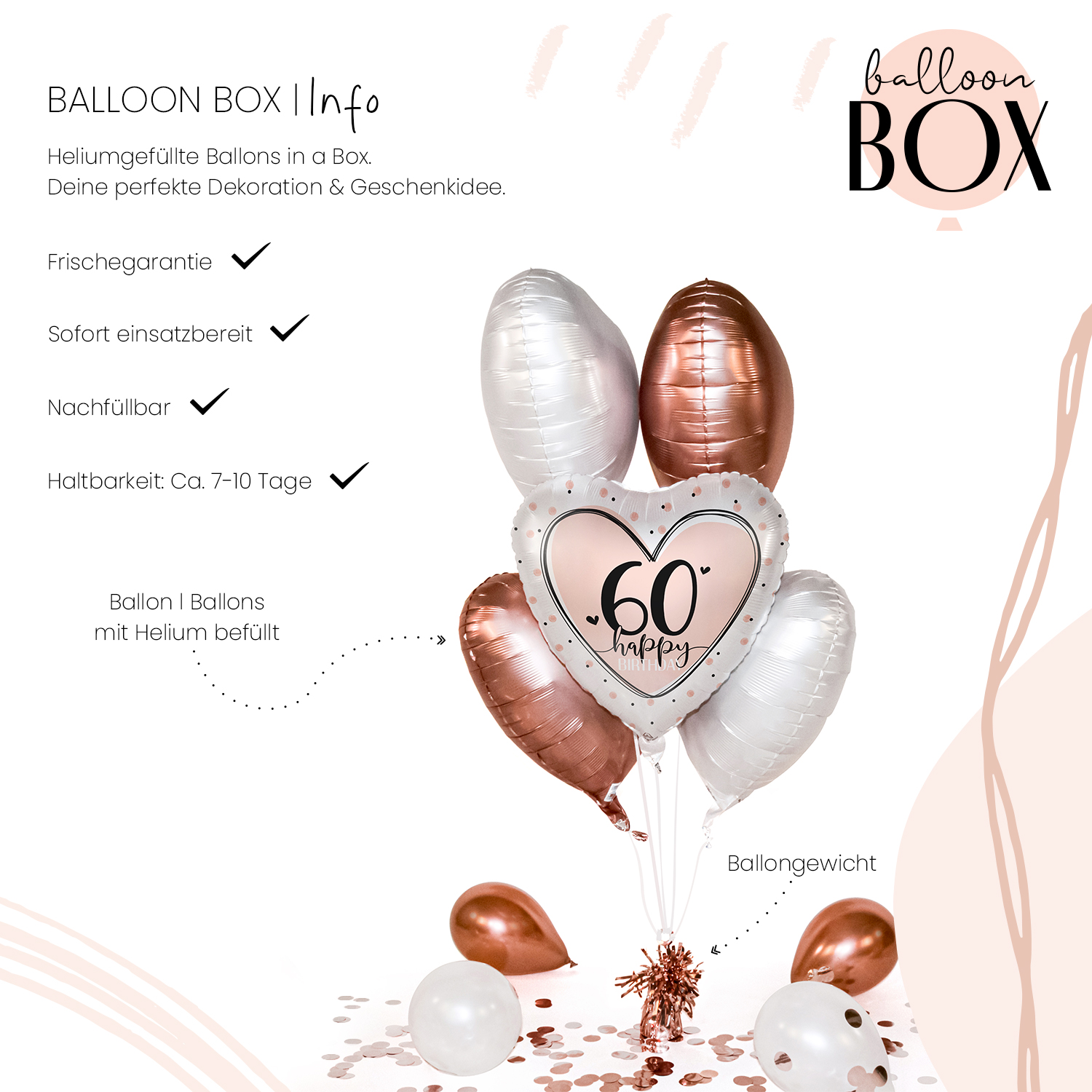 Heliumballon in a Box - Glossy Birthday 60