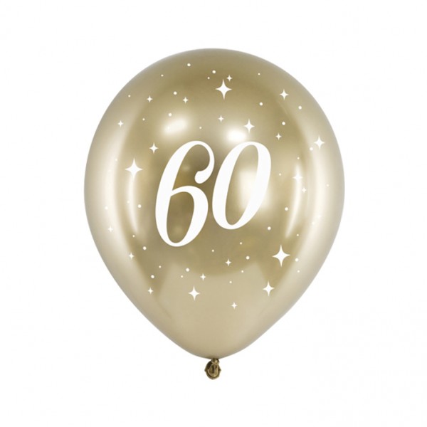 6 Motivballons - Ø 30cm - Glossy Gold - 60
