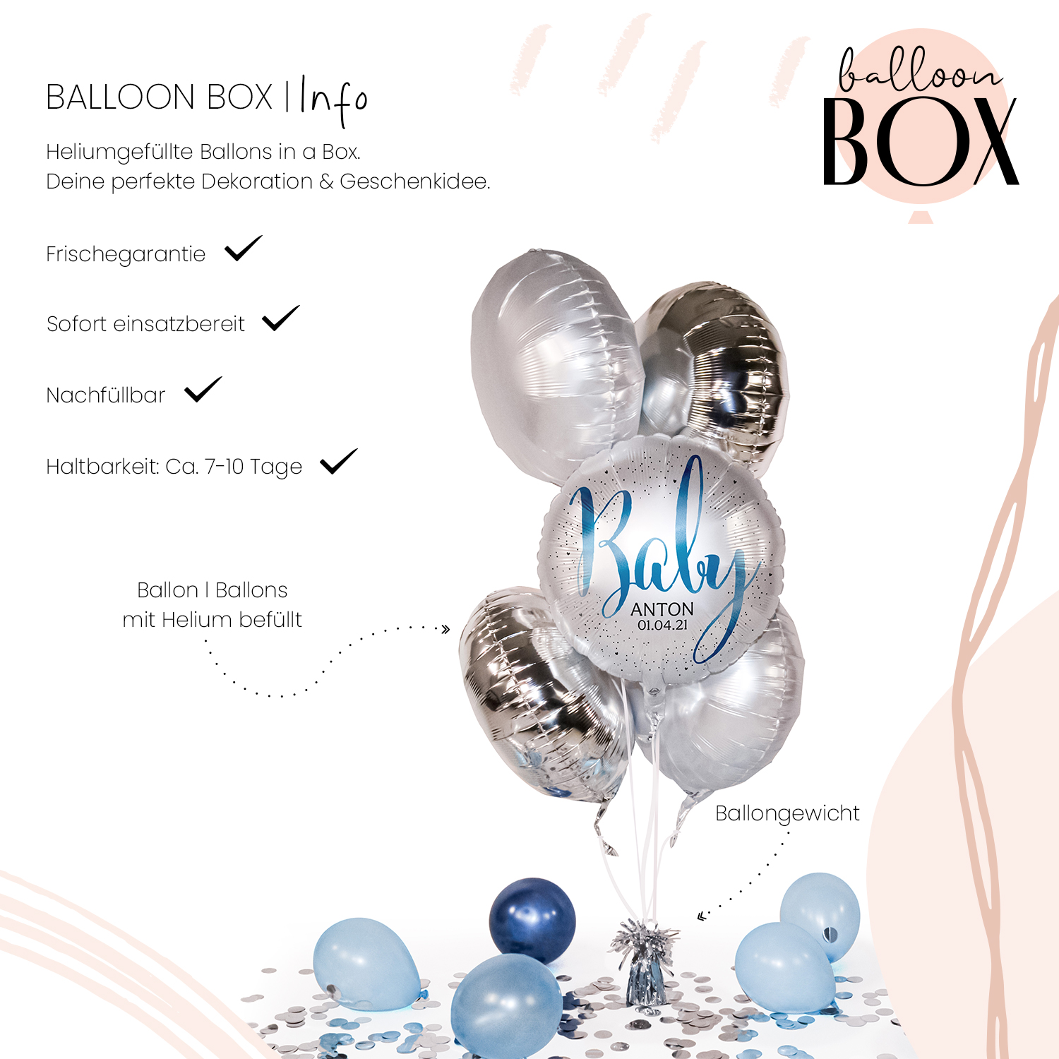 Personalisierter Ballon in a Box - Little Cute Baby Boy
