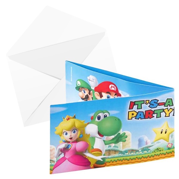 8 Einladungskarten - Super Mario