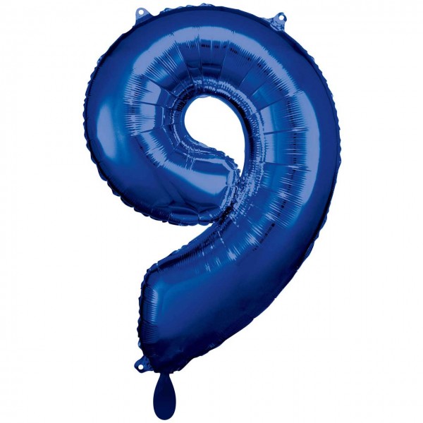 1 Ballon XXL - Zahl 9 - Blau
