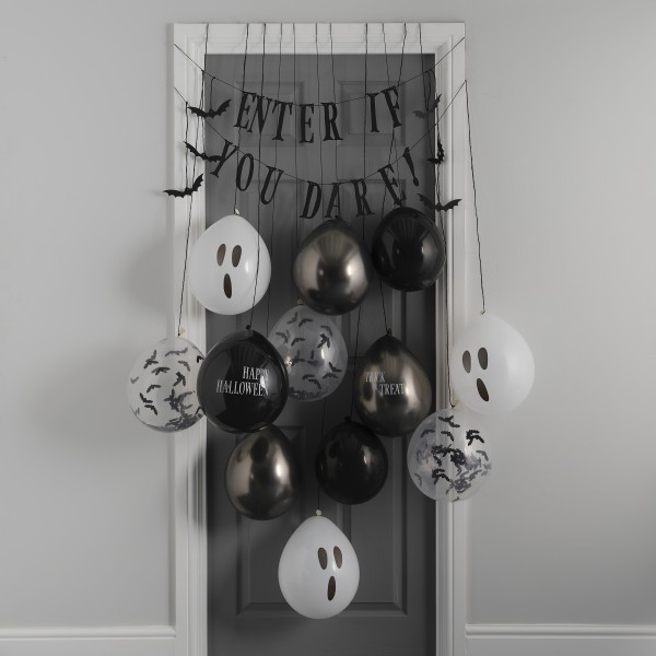 Balloon Door Kit - Enter If you Dare Bunting with Balloons - Black