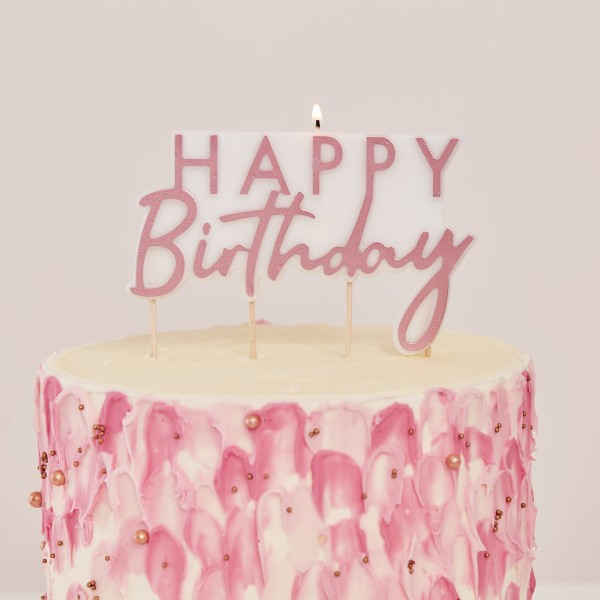 1 Rose Gold Happy Birthday Candle