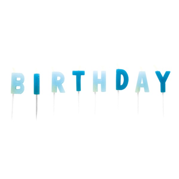 8 Kuchenkerzen - Happy Birthday blau