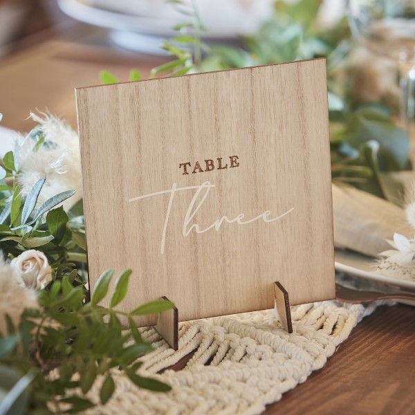 12 Table Number - Wood &amp; White print Table Numbers