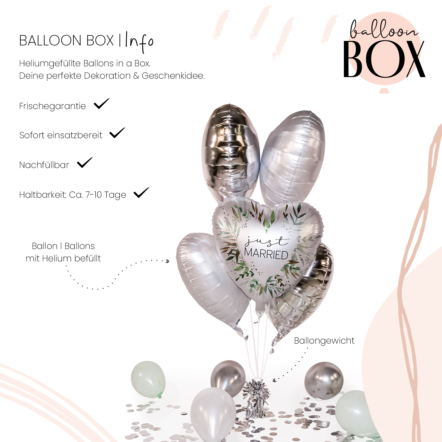 Heliumballon in a Box - Natural Greenery Wedding