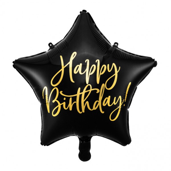 1 Ballon - Happy Birthday Star - Black