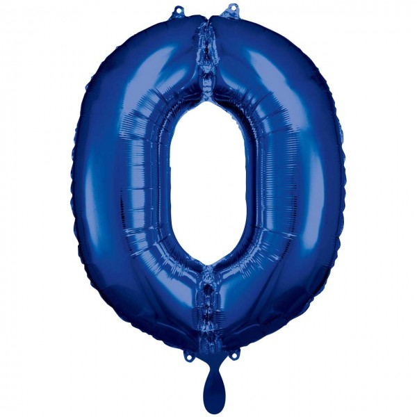 1 Ballon XXL - Zahl 0 - Blau