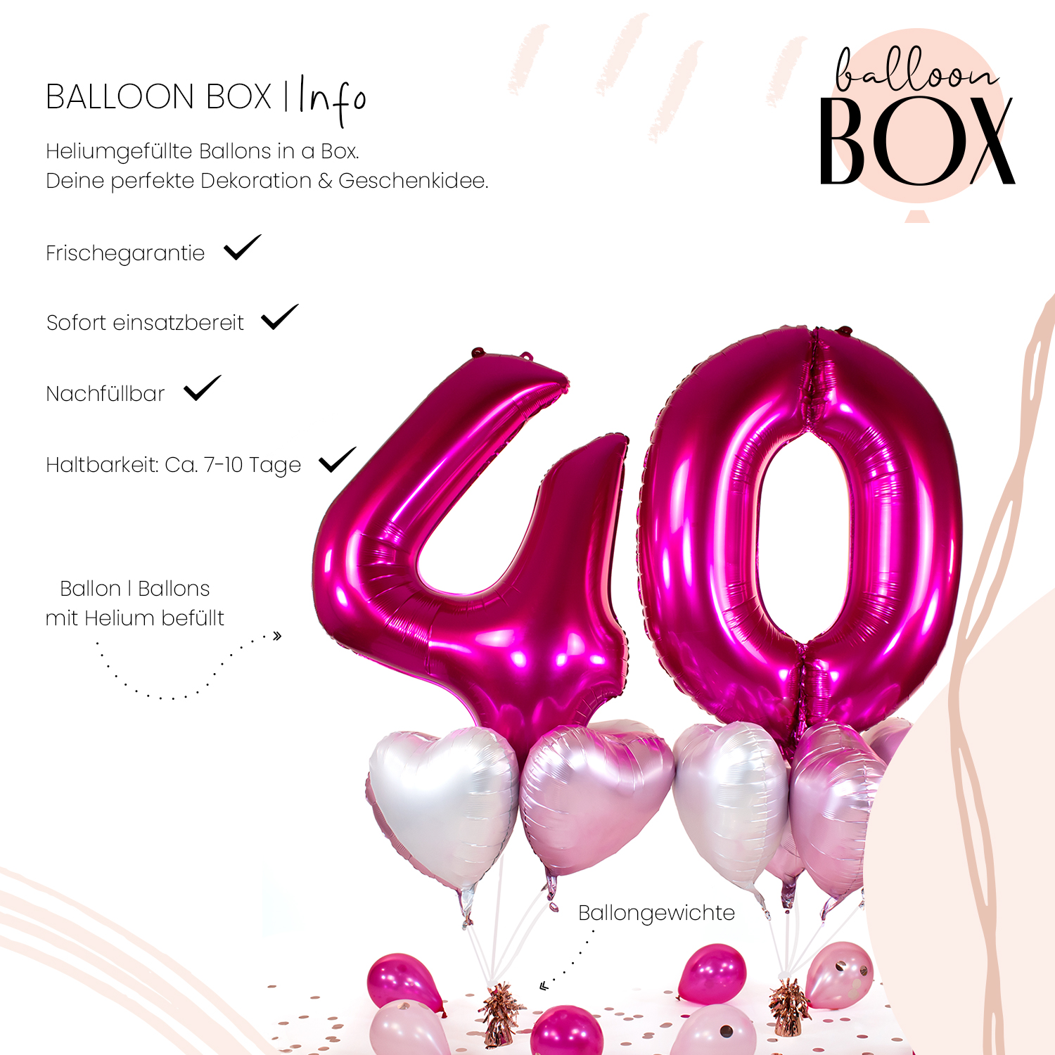 Heliumballon in a Box - Pink Fourty