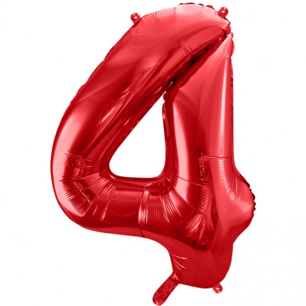 1 Ballon XXL - Zahl 4 - Rot