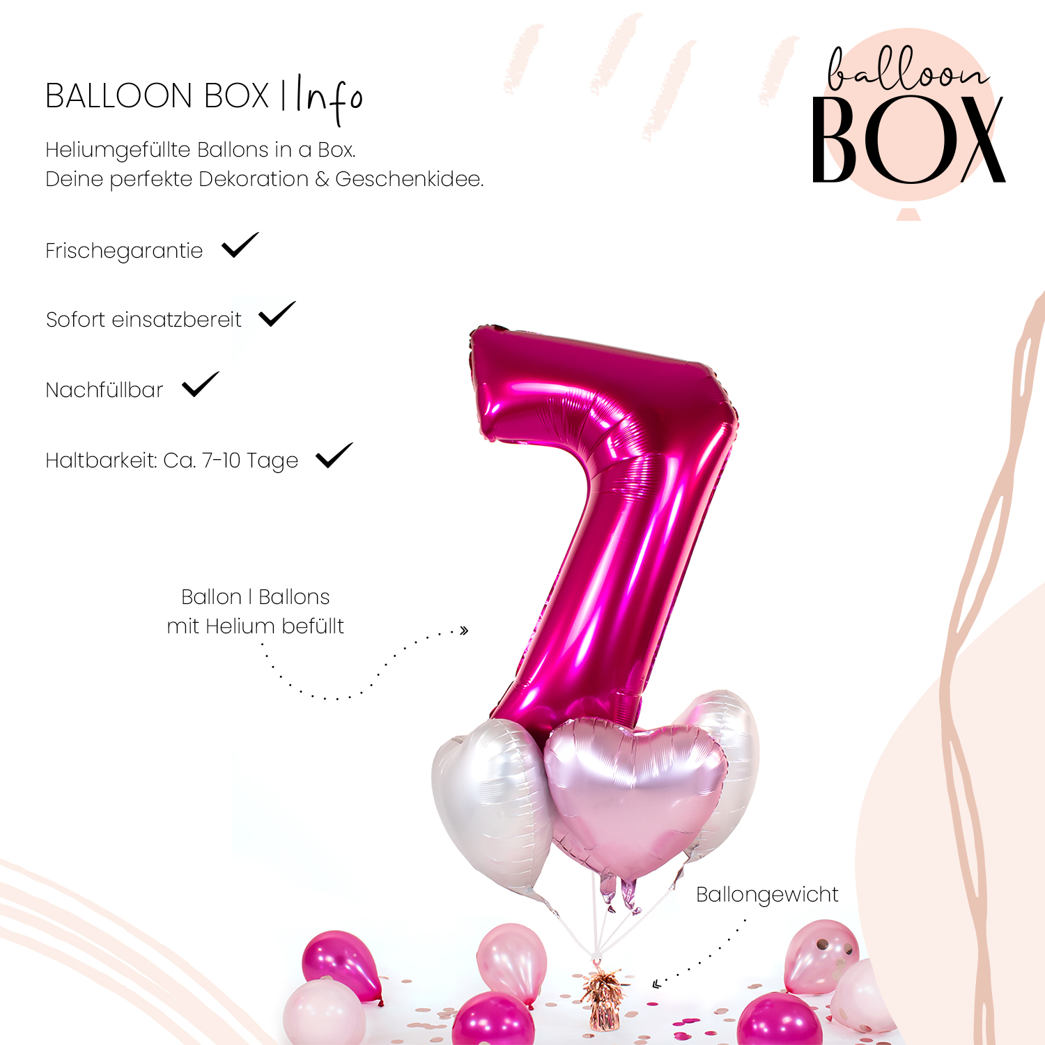 Heliumballon in a Box - Pink Seven