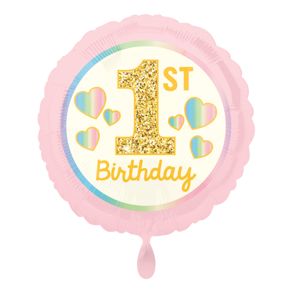 1 Ballon - Girl 1st Birthday Pink & Gold