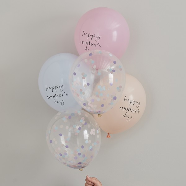 Balloons - 5 Pack Happy Mother&#039;s Day - Printed and Confetti Balloons