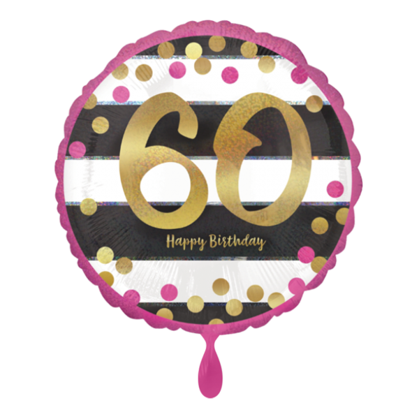 1 Ballon - Pink & Gold Milestone 60