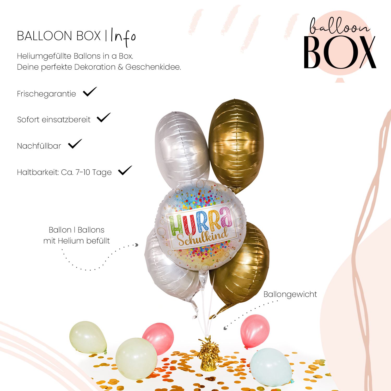 Heliumballon in a Box - Hurra Schulkind