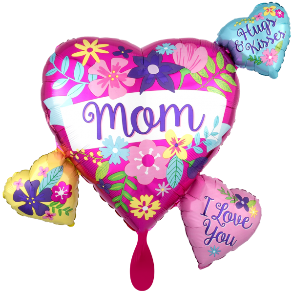 1 Ballon XXL - Mom Flowers Heart Cluster