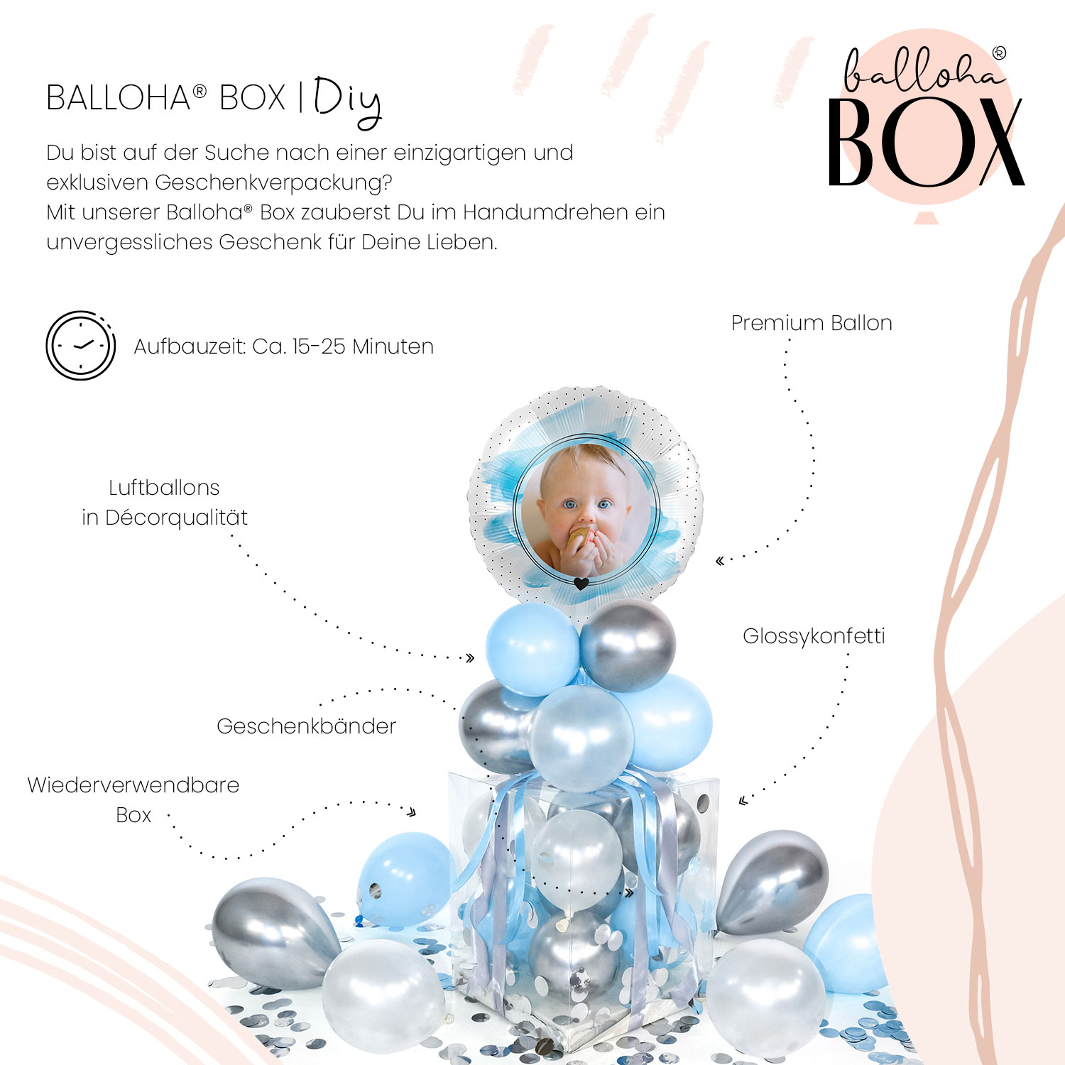 Balloha® Box mit Foto - DIY Welcome to the World, Baby Boy!