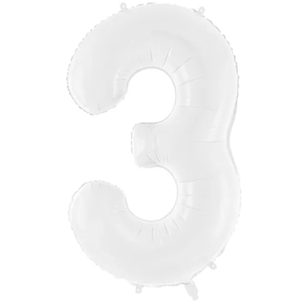1 Ballon XXL - Zahl 3 - Weiß