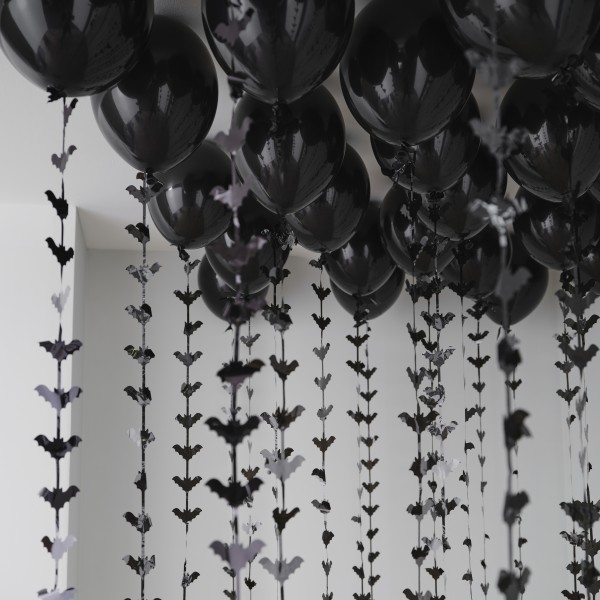 Balloon Ceiling Kit - Black Balloons with Bat Shape Tails