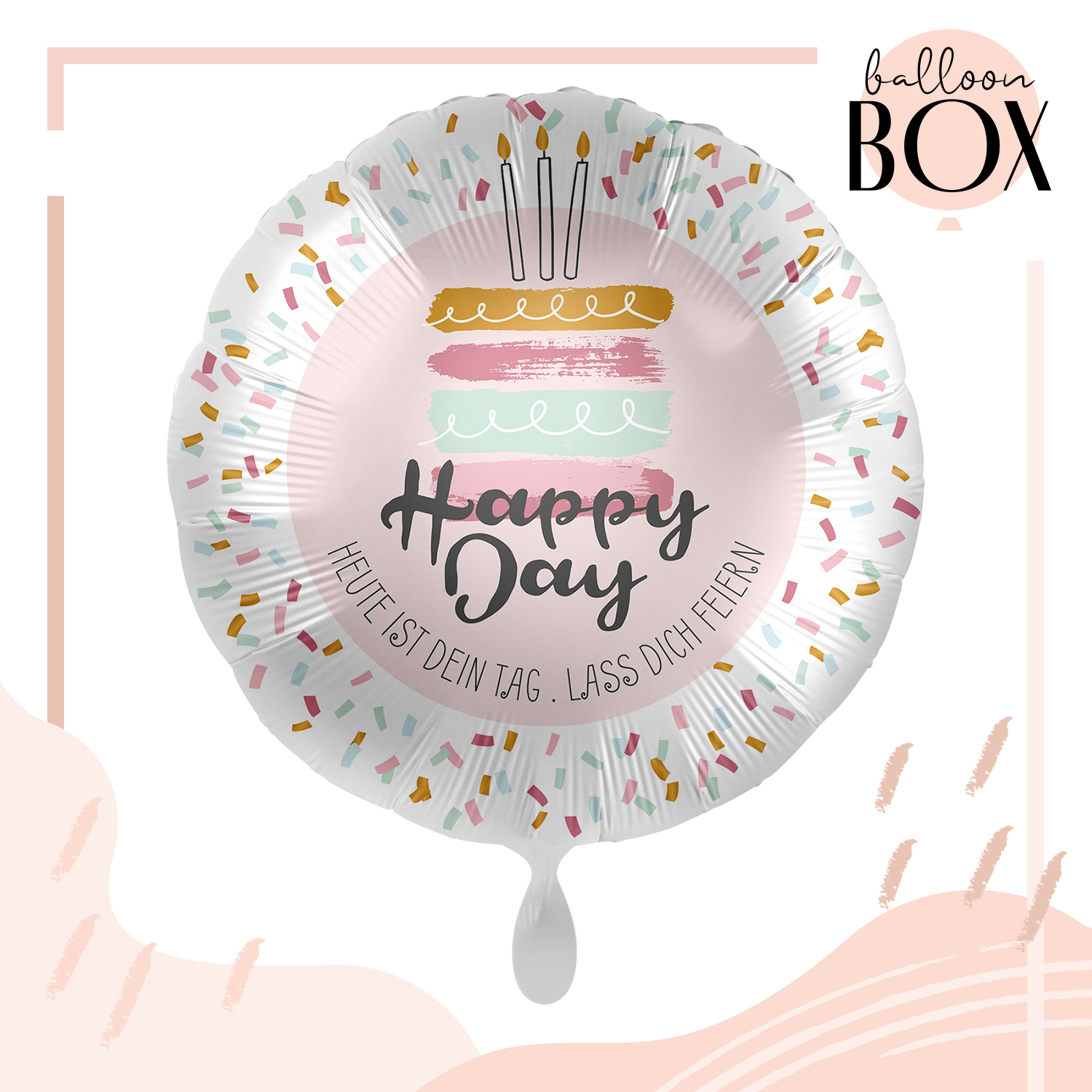 Heliumballon in a Box - Happy Day Cake