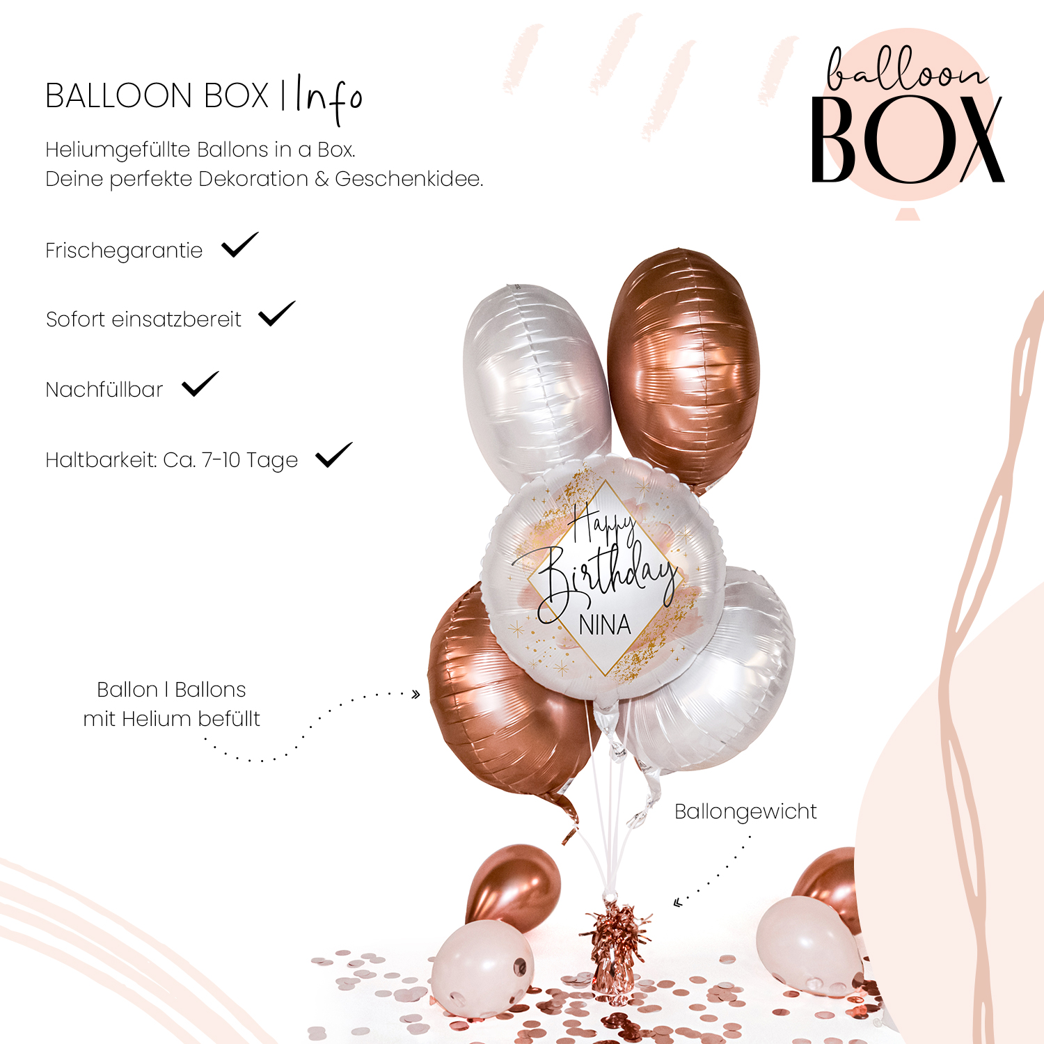Personalisierter Ballon in a Box - Birthday Smooth Watercolour