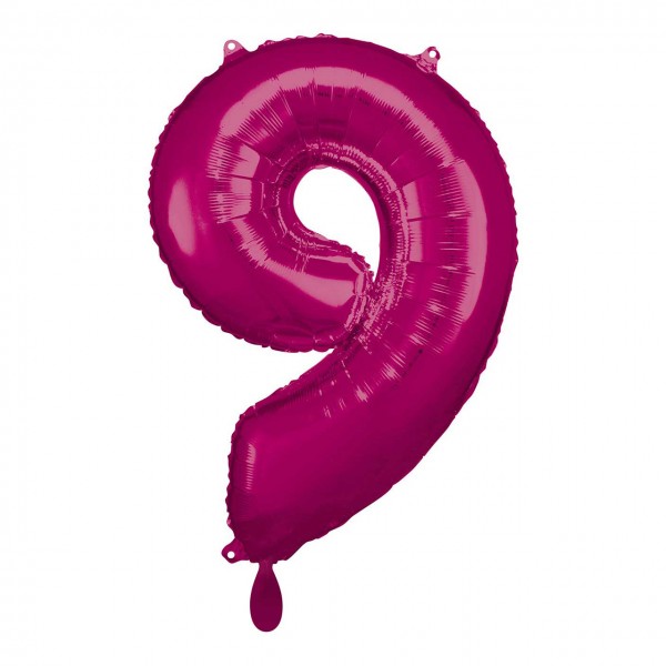 1 Ballon XL - Zahl 9 - Pink