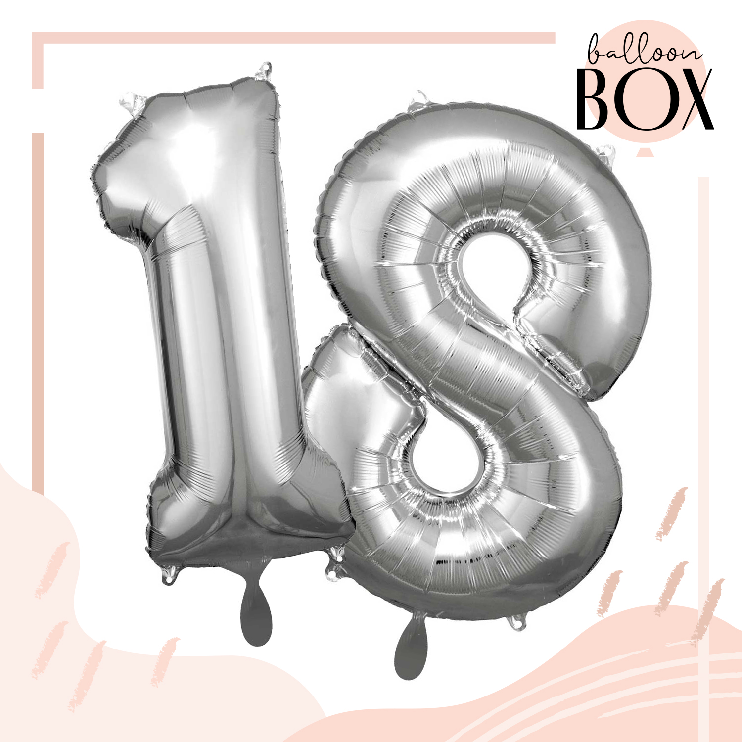Heliumballon in a Box - Silver Eighteen