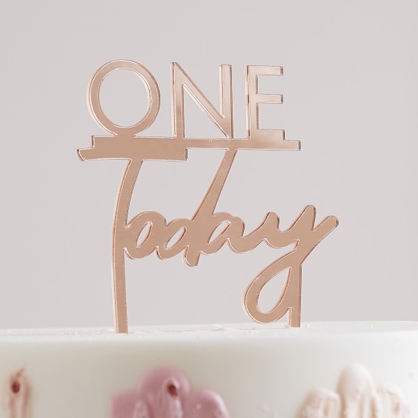 1 Cake Topper - One Today - Rose Gold