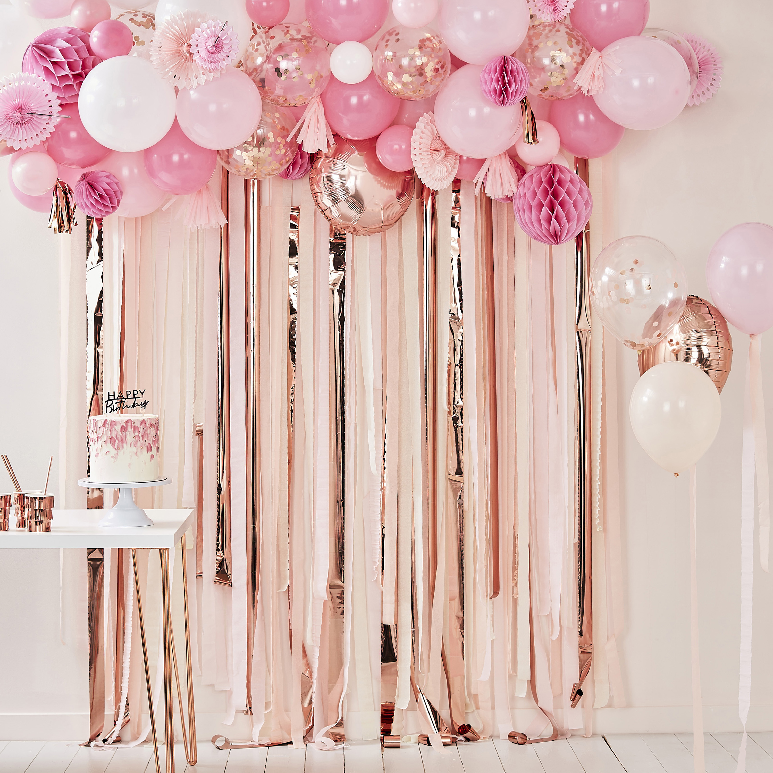 8 Rose Gold Foiled Confetti Balloon Shaped Plates Pack