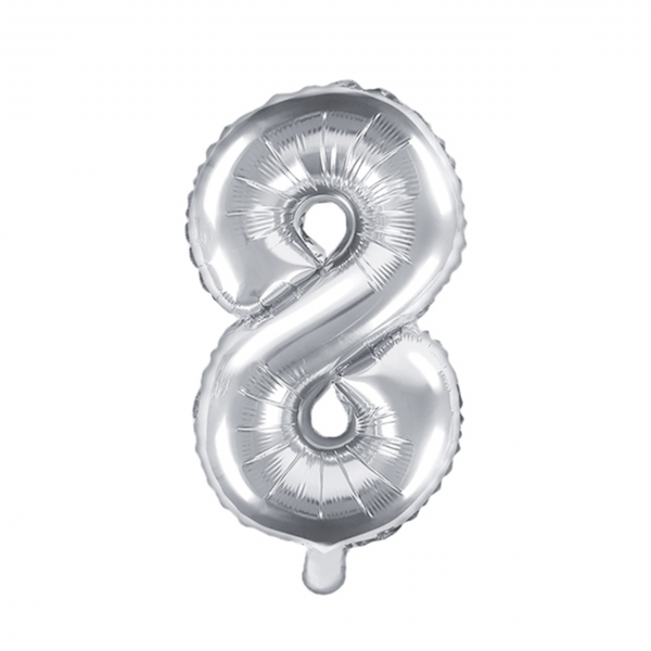 1 Ballon XS - Zahl 8 - Silber