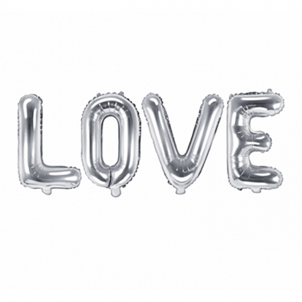 1 Ballon - Schriftzug - LOVE - Silber