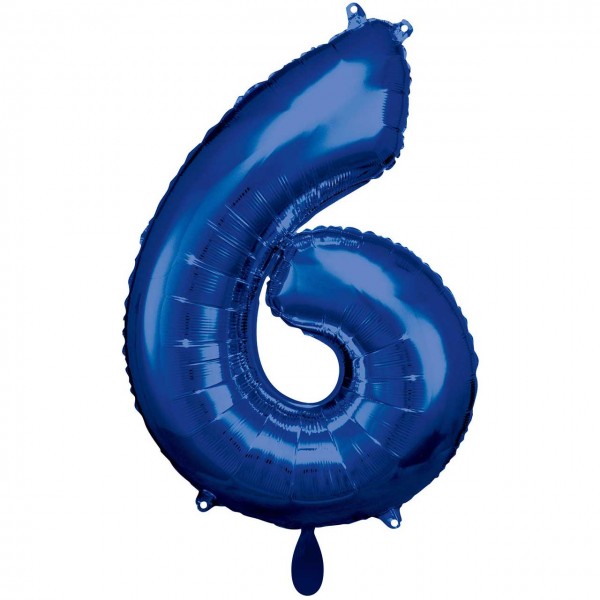 1 Ballon XXL - Zahl 6 - Blau