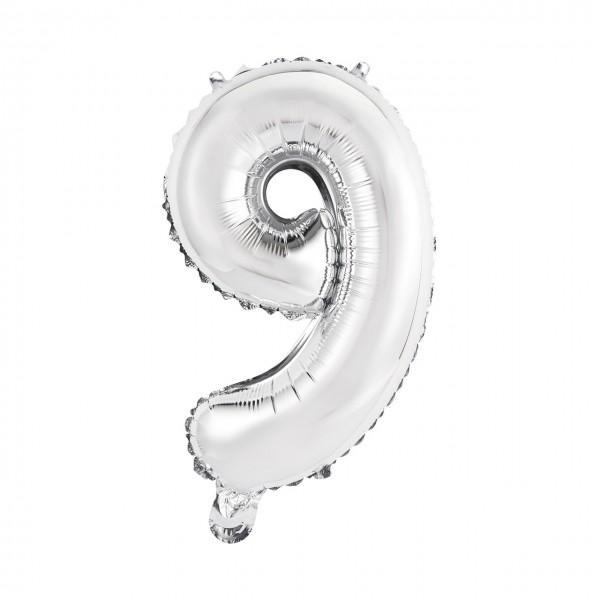 1 Ballon XS - Zahl 9 - Silber