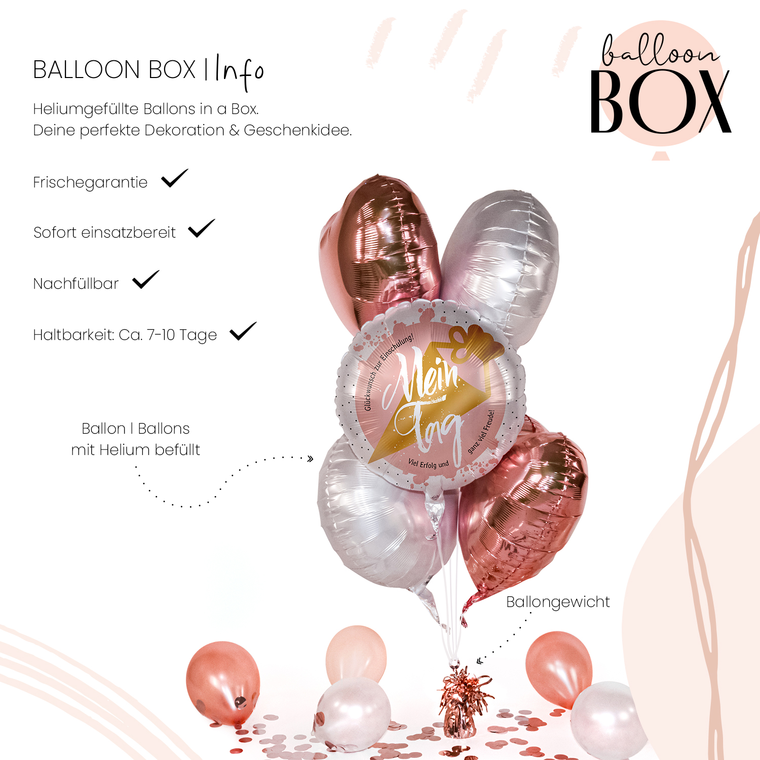 Heliumballon in a Box - Mein Tag Schultüte Rosa