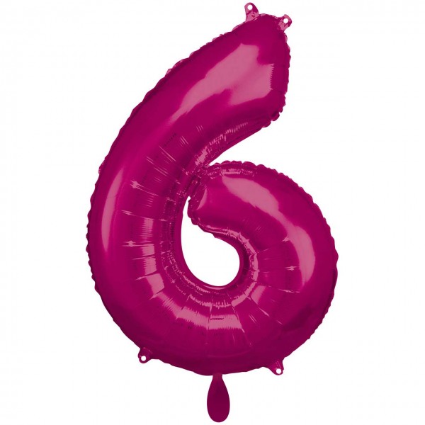 1 Balloon XXL - Zahl 6 - Pink