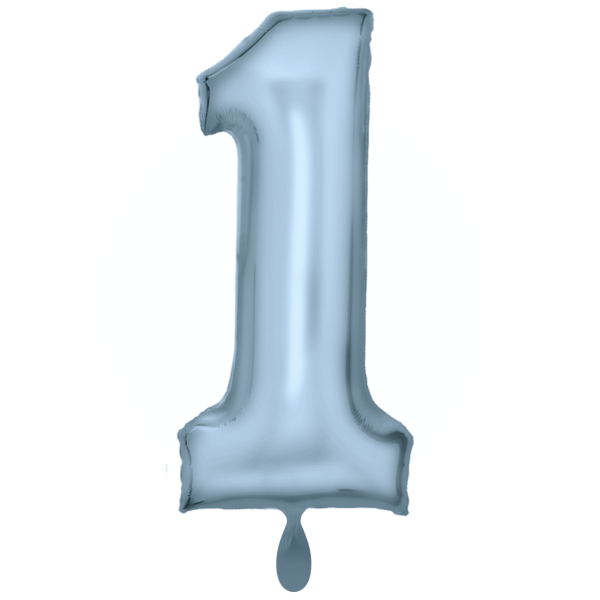 1 Balloon XXL - Zahl 1 - Silk Lustre Pastel Blau