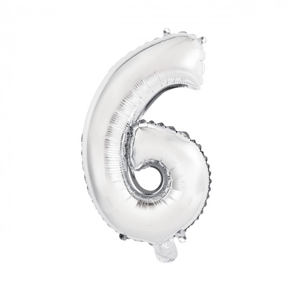 1 Ballon XS - Zahl 6 - Silber
