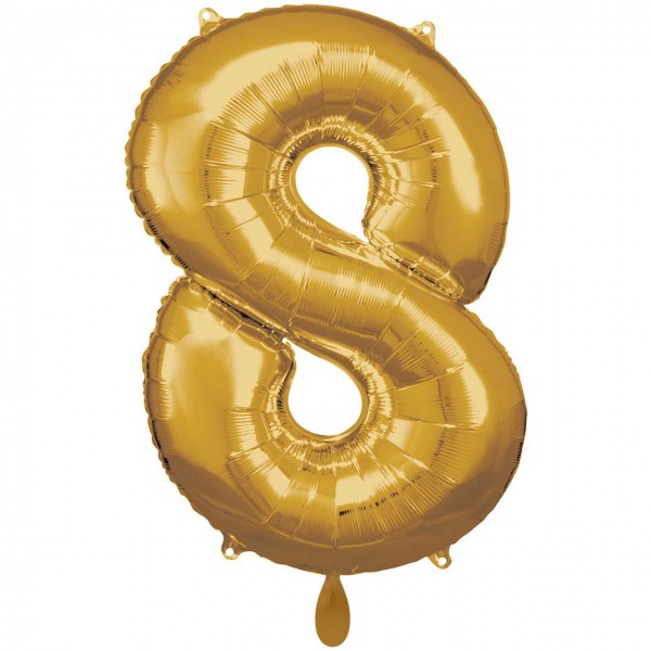 1 Ballon XXL - Zahl 8 - Gold