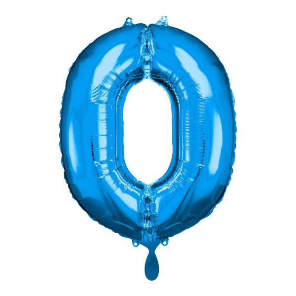 1 Balloon XL - Zahl 0 - Blau
