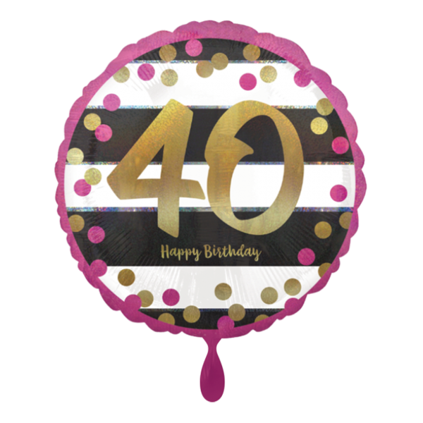 1 Ballon - Pink & Gold Milestone 40