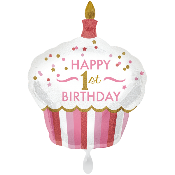 1 Ballon XXL - 1st Birthday Cupcake Girl