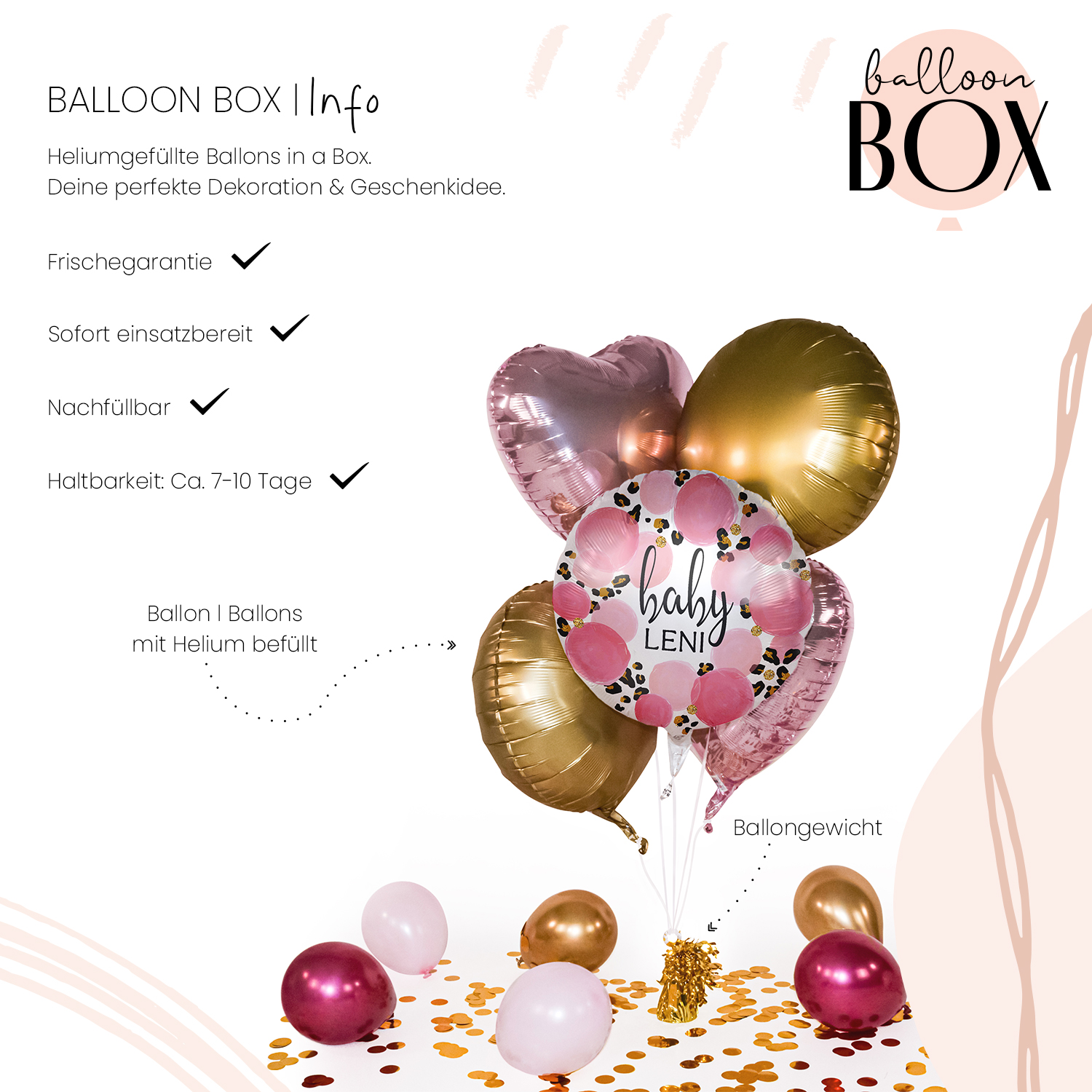 Personalisierter Ballon in a Box - Baby Girl Leopard