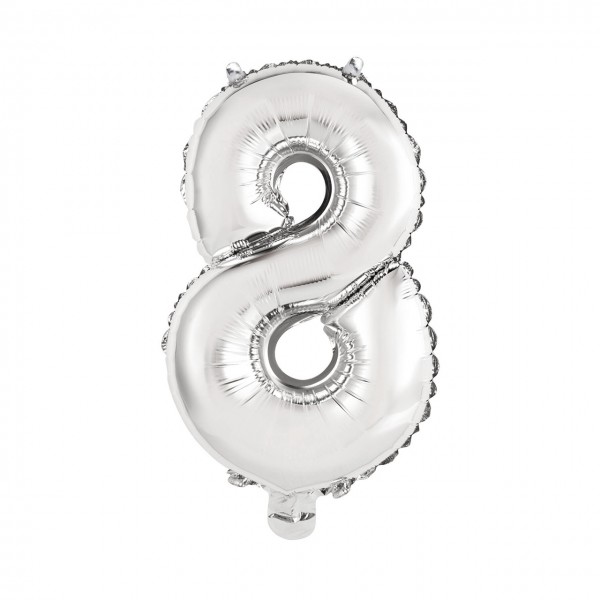 1 Ballon XS - Zahl 8 - Silber