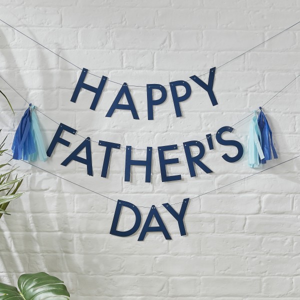 Bunting - Happy Father&#039;s Day - Eco - With Tissue Tassels