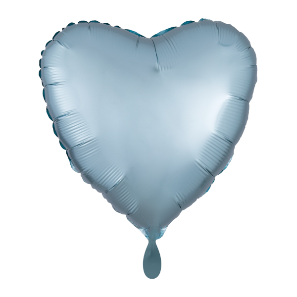 1 Balloon - Herz - Silk Lustre - Pastel Blau