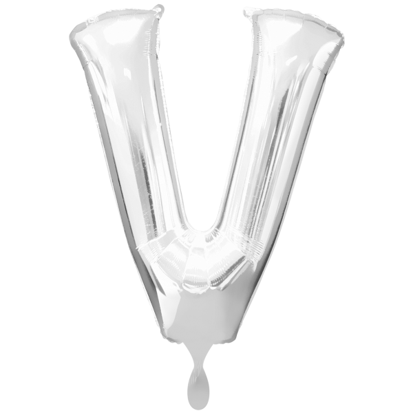 1 Ballon XXL - Buchstabe V - Silber