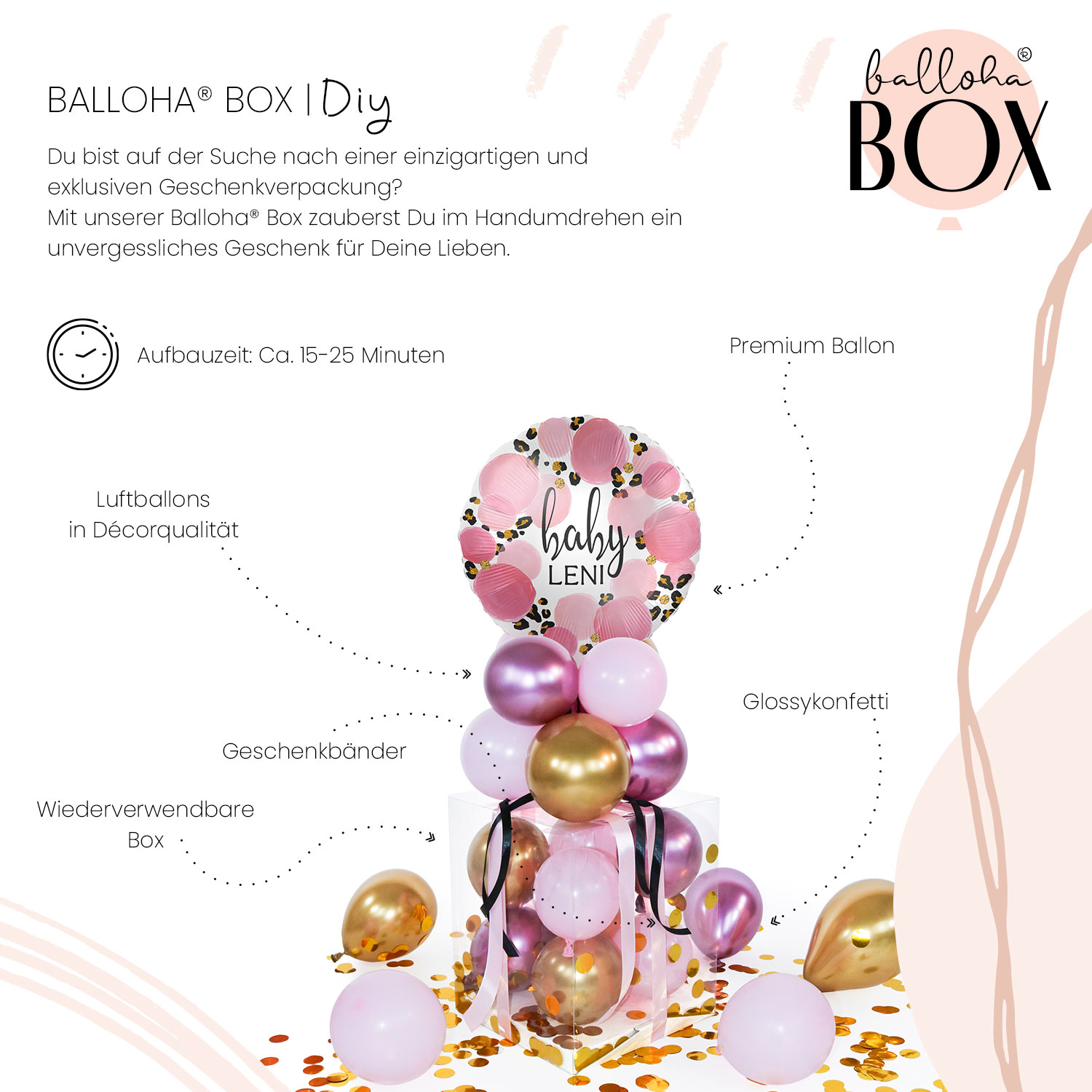 Balloha® Box mit Personalisierung - DIY Baby Girl Leopard
