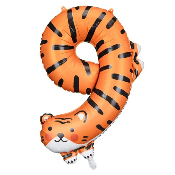 1 Ballon XXL - Zahl 9 - Tiger