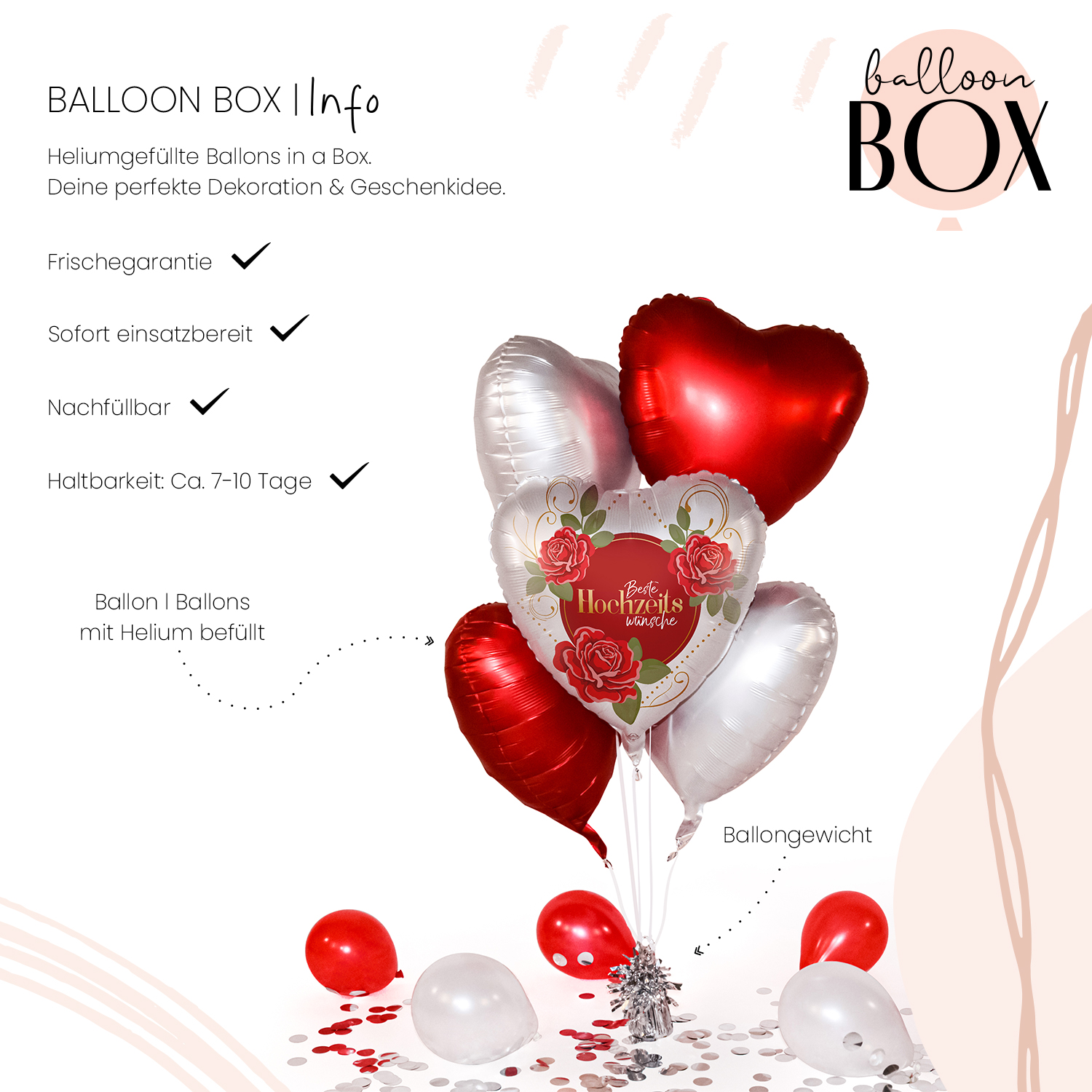 Heliumballon in a Box - Hochzeitswünsche