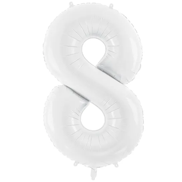 1 Ballon XXL - Zahl 8 - Weiß